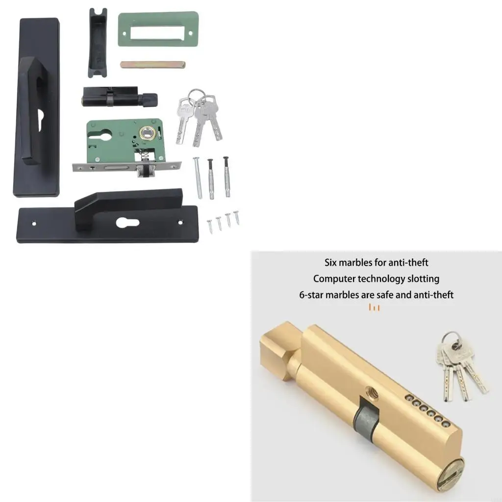 

Room Lock Entry Door Handle with Lock & Security Door Lever Handle Lock A2BB