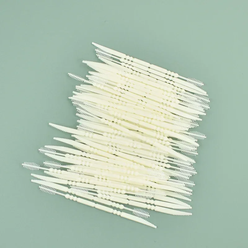 300Pcs/5box Dental Disposable Double Headed Dental Toothpick Oral Care Total Cleaning Teeth Silicone Head Floss Pick Tool