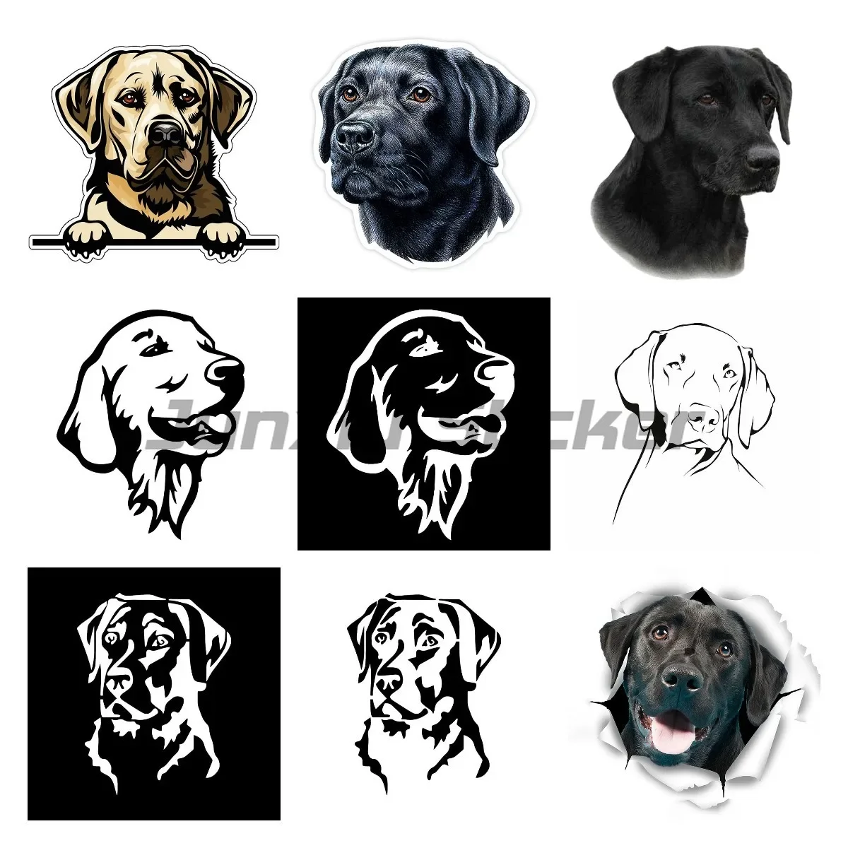 

Cute Animal Car Sticker Labrador Dog Cartoon Vinyl Decal Waterproof Sunscreen Decals Graphic