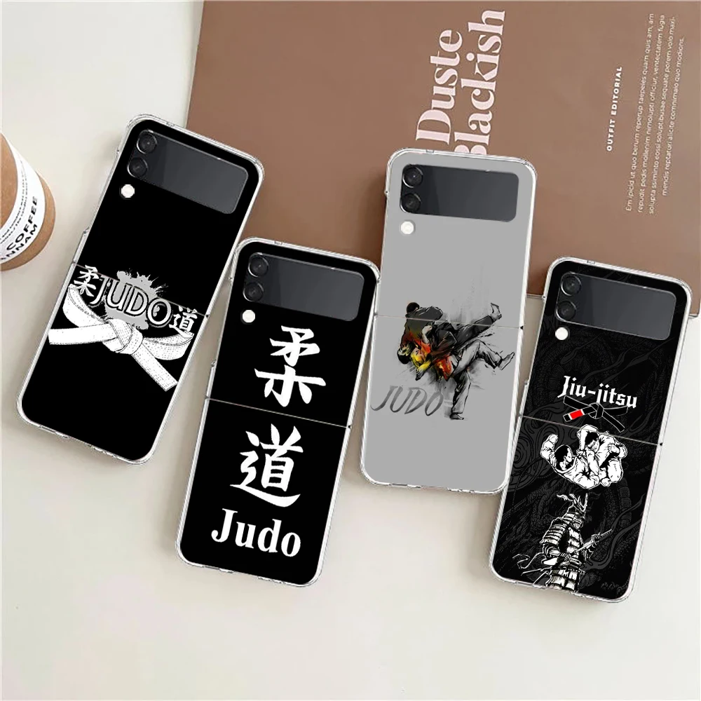 Transparent Phone Case For Samsung Galaxy Z Flip 3 4 5 6 7 Hard Folding PC Z Flip3 Flip4 Cover Japanese Martial Judo
