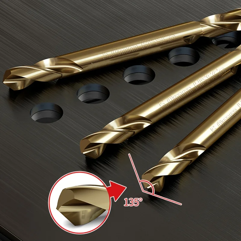 9PCS Set of Heavy-duty High-speed Steel Cobalt Drill Bits (3-6 Mm) - Double Headed Hole Saw and Drill Bit