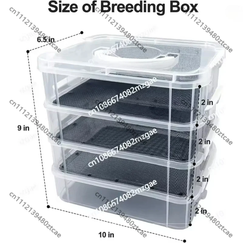 Multi-layer Large Capacity Live Insect Breeding Box Stackable Mealworm Rearing Container Tank for Reptile Pet Feeding Use