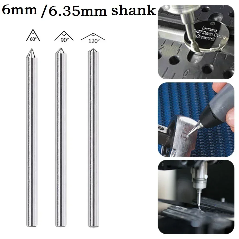 Punta per incisione diamantata da 6 mm 6,35 mm Punta per intaglio Fresa CNC 60 ° /90 ° /120 °   Per utensili elettrici per macchine per la molatura