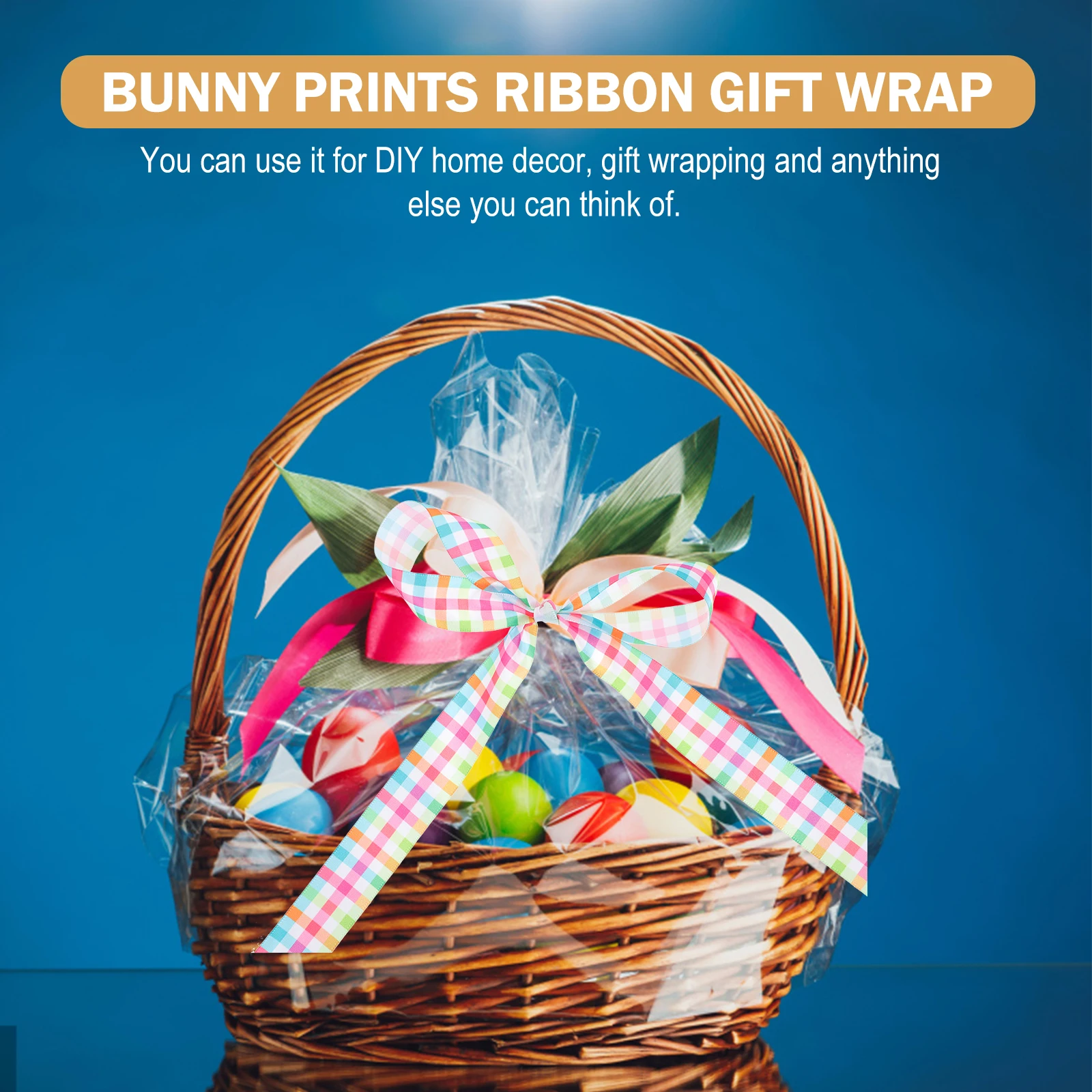 

8 Rolls Easter Bunny Print Ribbons for DIY Crafts Gift Wrapping Decorative Supplies Plaid Ribbon Holiday Craft Material