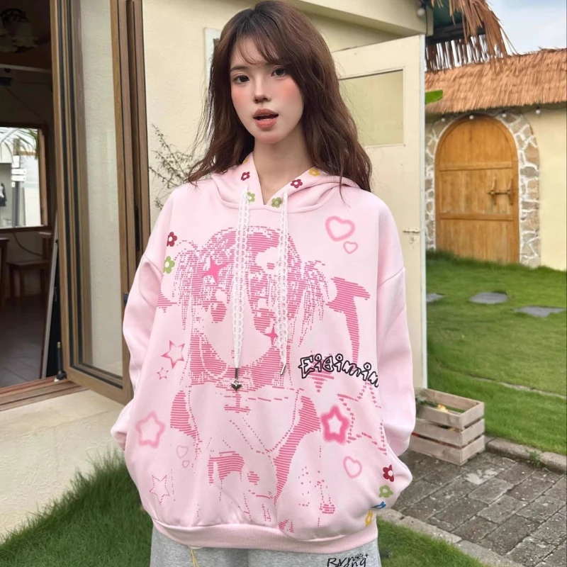 Deeptown Japanese Style Harajuku Hoodies Women Y2k Kawaii Anime Zip Up Coats Casual Oversized Cutecore Bunny Hoodies Aesthetics