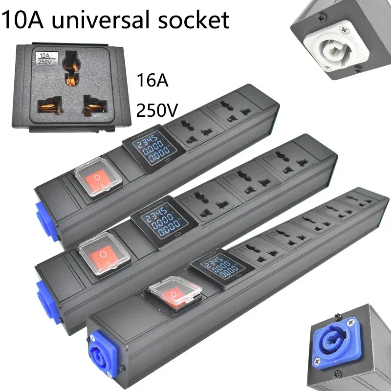 PDU power strip network cabinet 1-8AC aviation input/output port 10A universal socket with  ammeter wireless socket socket