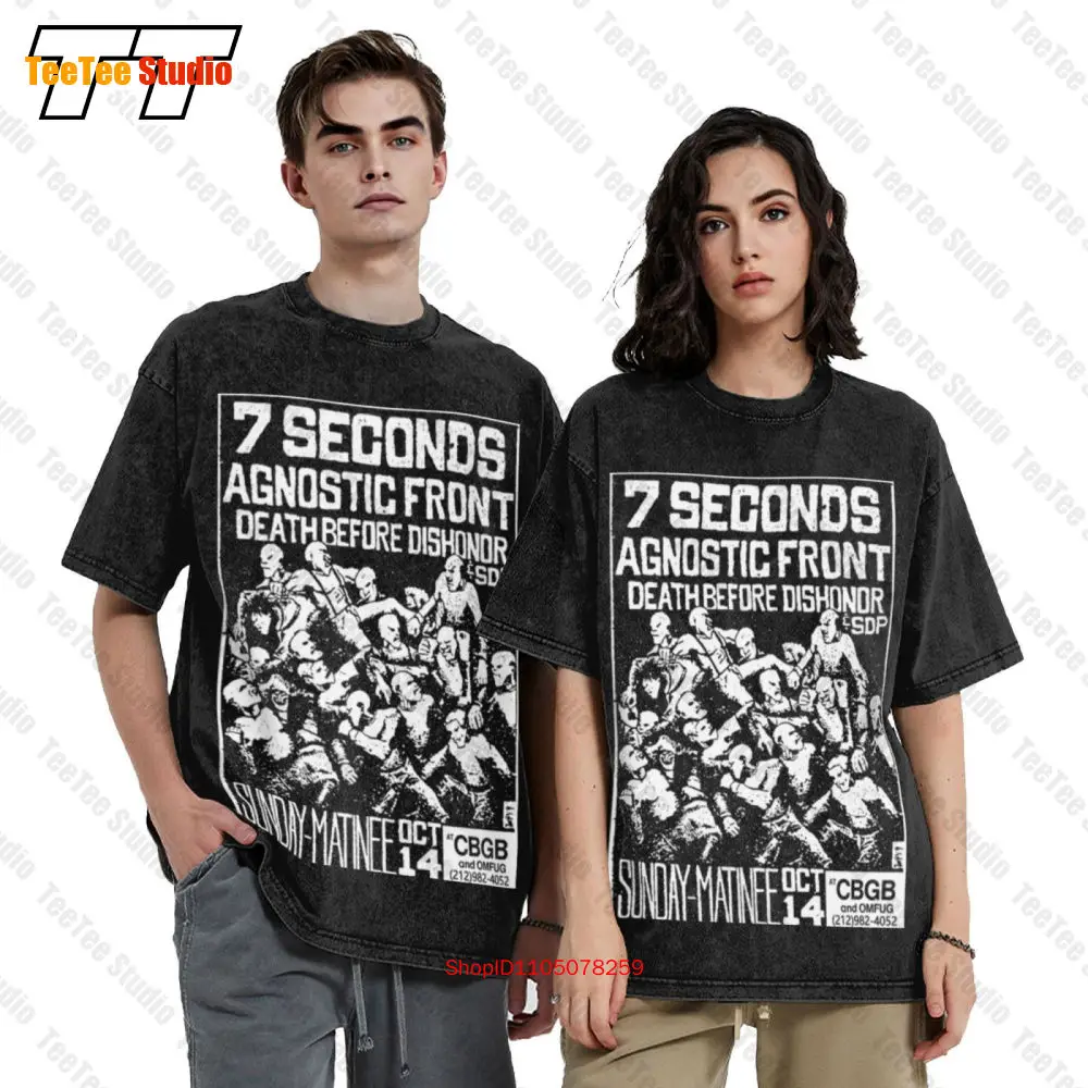 7 Seconds Agnostic Front At Cbgb Old Punk Rock Concert Flyer Vintage Oversized T-Shirt STID