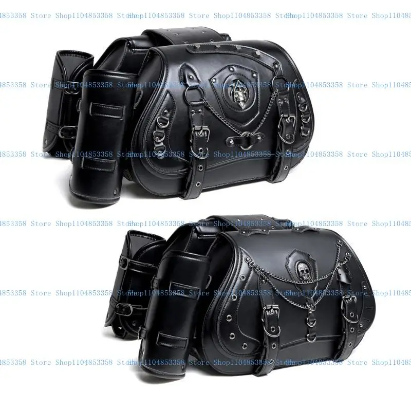 

Multifunction PU Motorcycle Bag with Adjustable Straps & Spacious Interior Multifunctional Side Bag for Tool & Essential