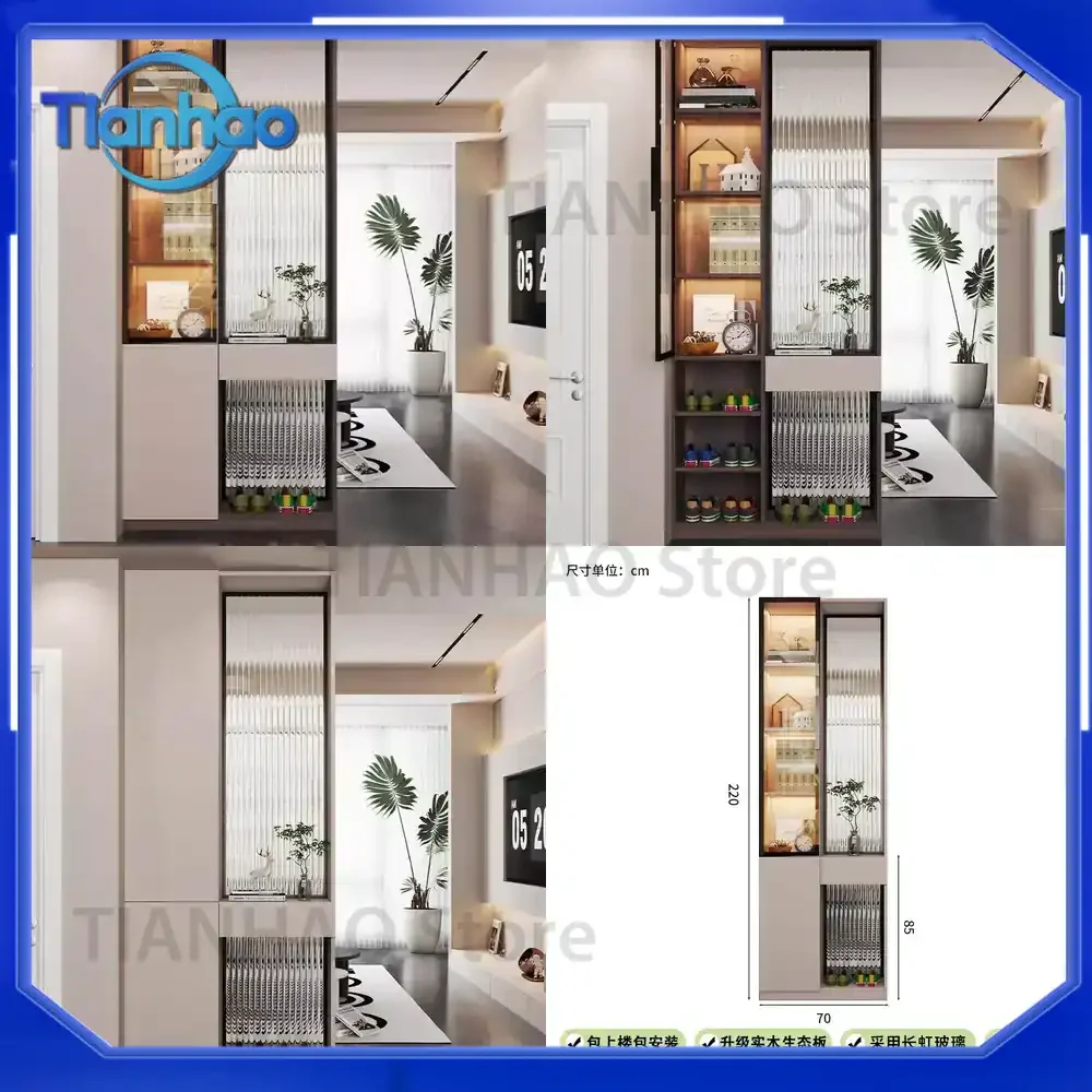 Advanced Sense Home Entrance Cabinet Opposite Door Screen Partition Living Room Solid Wood Custom Door Locker for Home