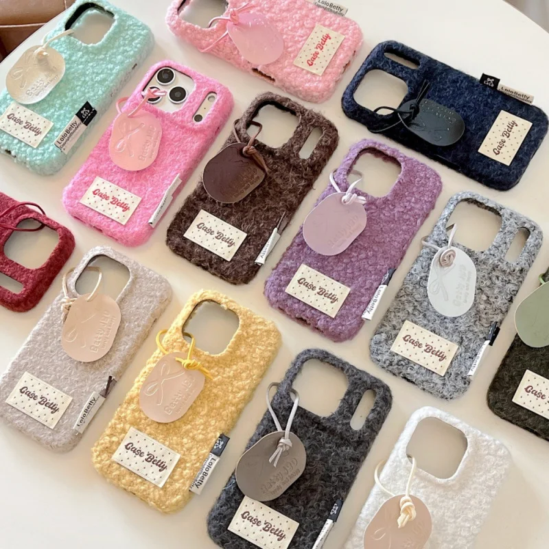 

Solid Color Woolen Simple Phone Case for Apple17/16PROMAXPersonalized Tag CaseiPhone15/14