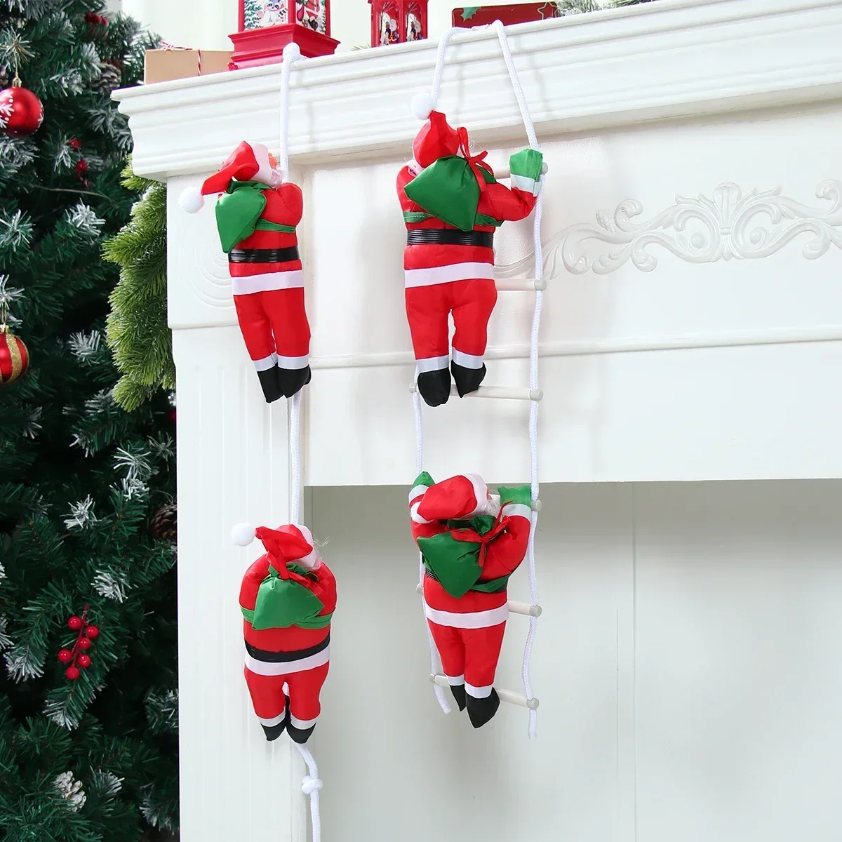 Santa Claus Climbing Ladder Pendant Merry Christmas Decoration For Home 2024 Navidad Cristmas Tree Ornament 2025 New Year Gift