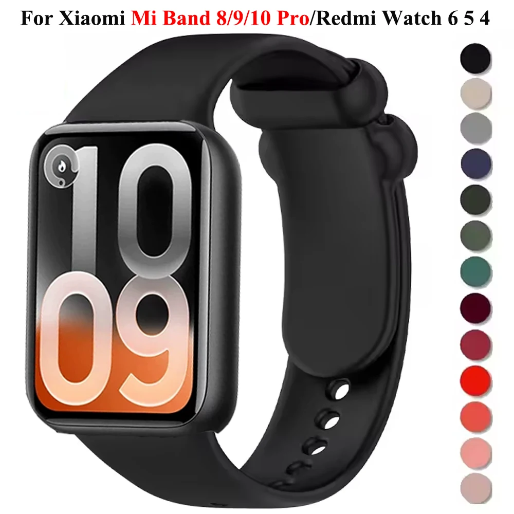 Silikon Verstellbare Armbänder für Xiaomi Mi Band 10 Pro/9 Pro/8 Pro Weiches Armband für Redmi Watch 6/5/4 Ersatz-Armband