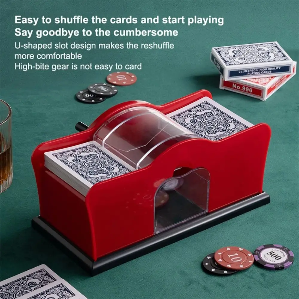 Easy-To-Use Manual Card Shuffler Anti-Cheat Mechanism with Handle Poker Card Shuffler Fair Play 2 Deck Capacity