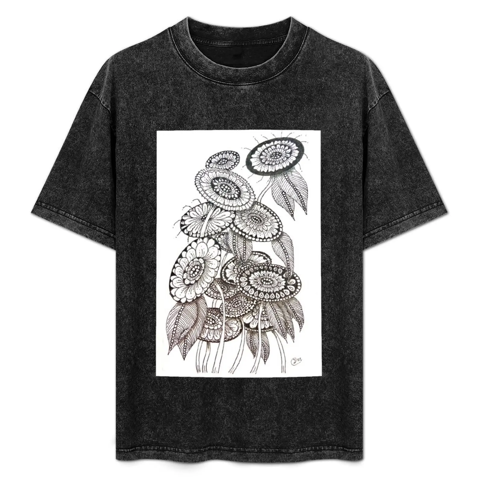 

Wild Flowers - pencil and ink drawing by Steve Caddick T-Shirt quick drying shirts men graphic