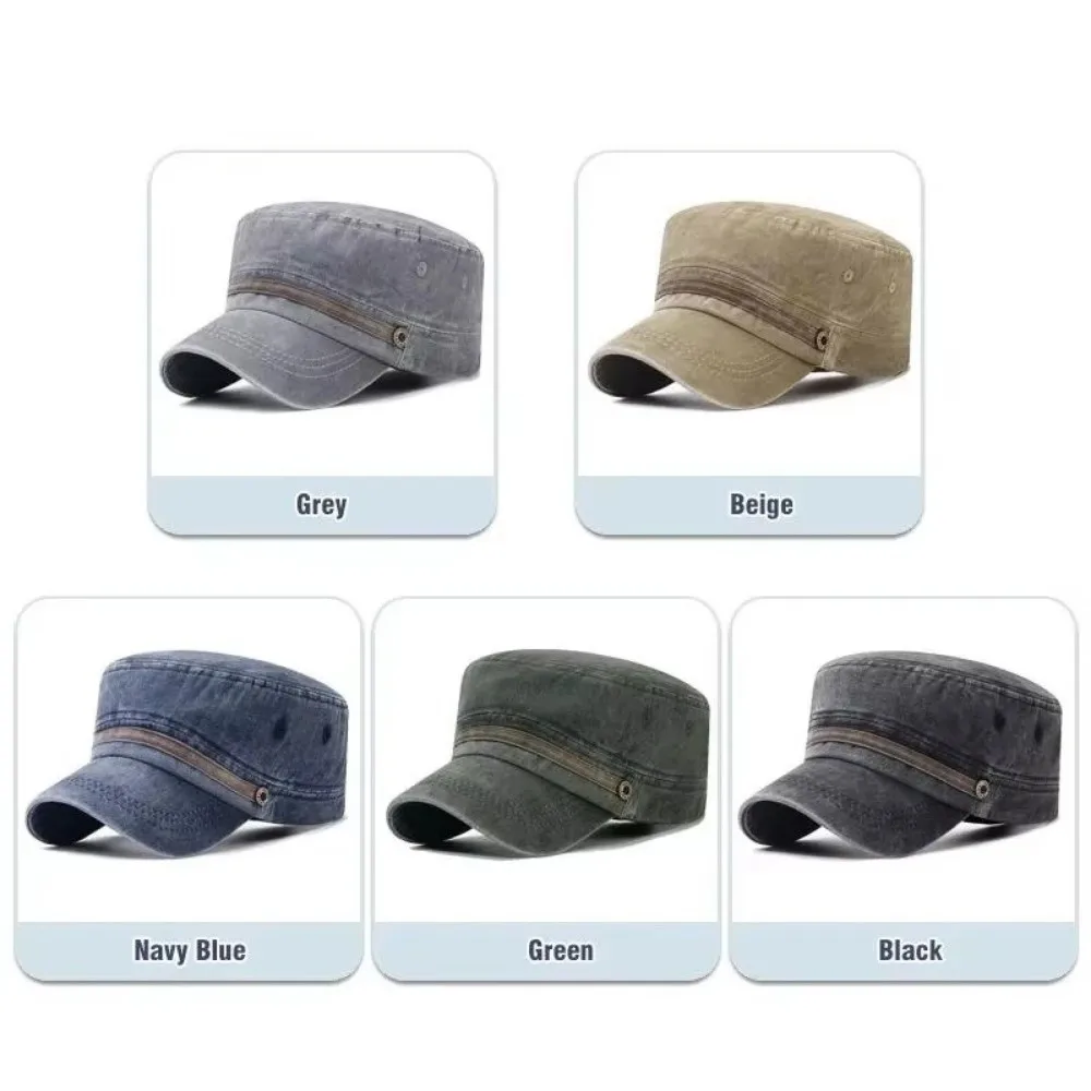 Outdoor Washed Cotton Big Head Flat Hat Adjustable Short Brim Sun Hat Spring Summer Breathable Middle-aged Dad Hat Men Women