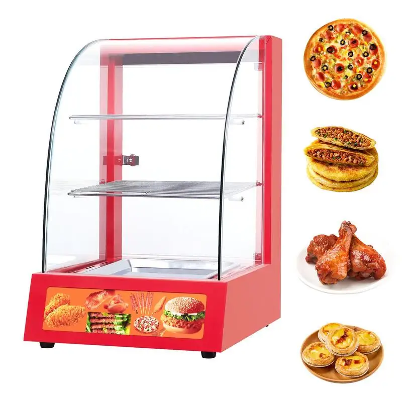 Bakery Warmer Display 110V Stainless Steel Charcuterie Hot Warming Display Case with 3 Shelves Constant Temperature Control Food