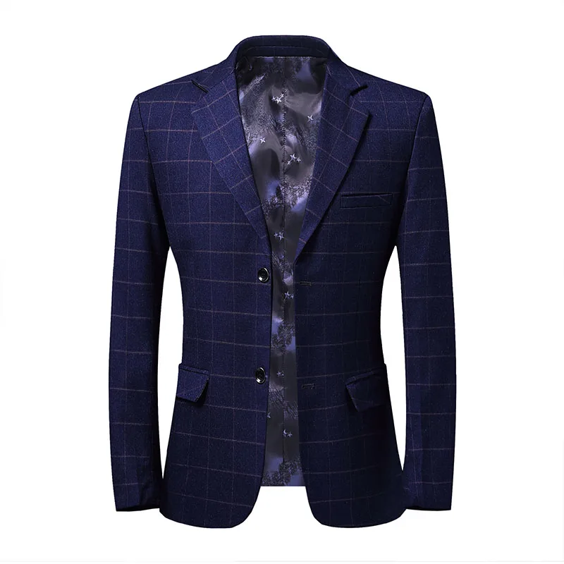 

New Men's Blazer Male Suit Jacket High Quality Spring Autumn Checkered Business Leisure Suit Men Clothing Wedding Suit Coats