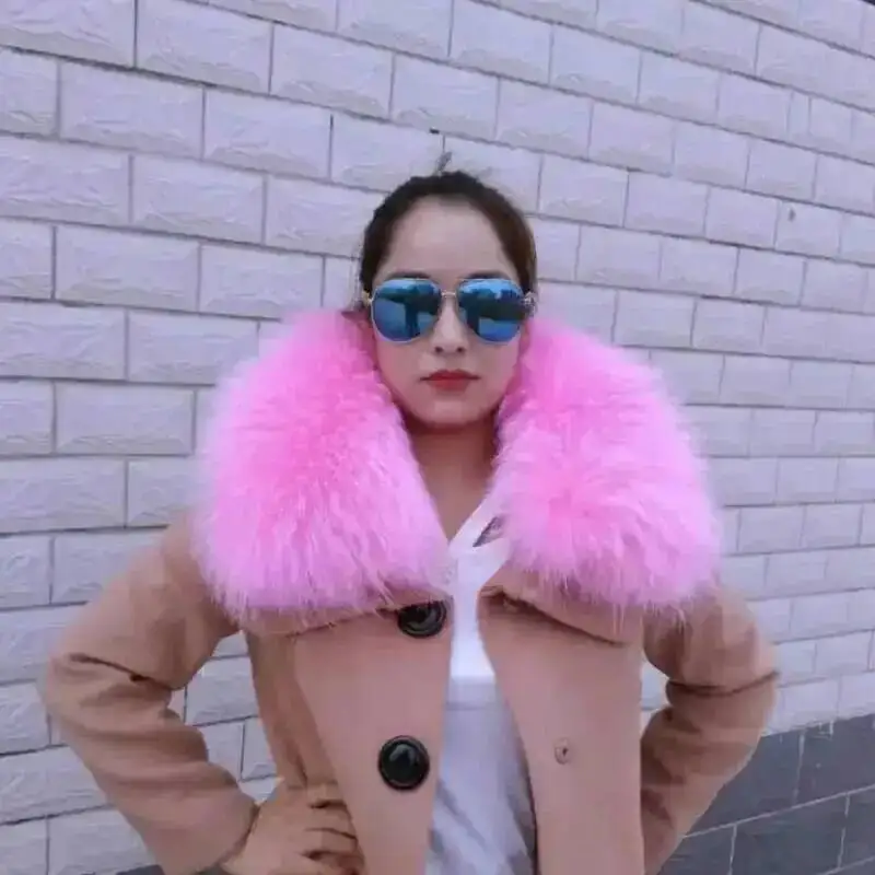 

2026 Natural Fur Collar Neck Warmer Winter Raccoon Fur Scarf For Coat Jacket Shawls Ladies Furry Fur Scarves Female Fur Decorate