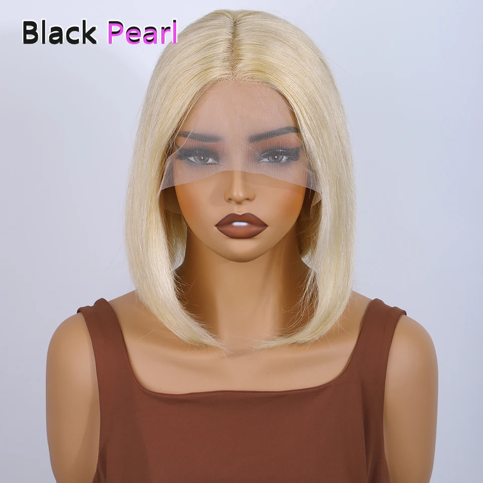 مستقيم قصير بوب شعر مستعار 13*5*2 T جزء الدانتيل الجبهة خصلات الشعر المستعار الإنسان بيرو 180% D 613 العسل شقراء الدانتيل الجبهة خصلات الشعر المستعار الإنسان #1