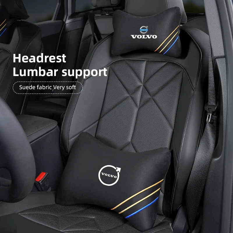 

Suede Car Seat Headrest Lumbar Support Cushion Valve Cap For Volvo Rdesign XC60 XC90 V40 V60 S60 V50 V90 S80 C40 XC40 V70 XC70