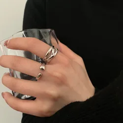 VENTFILLE 925 Sterling Silver Waterdrop Open Line Cross Ring For Female Unique Trend Design Jewelry Gift Dropshipping Wholesale