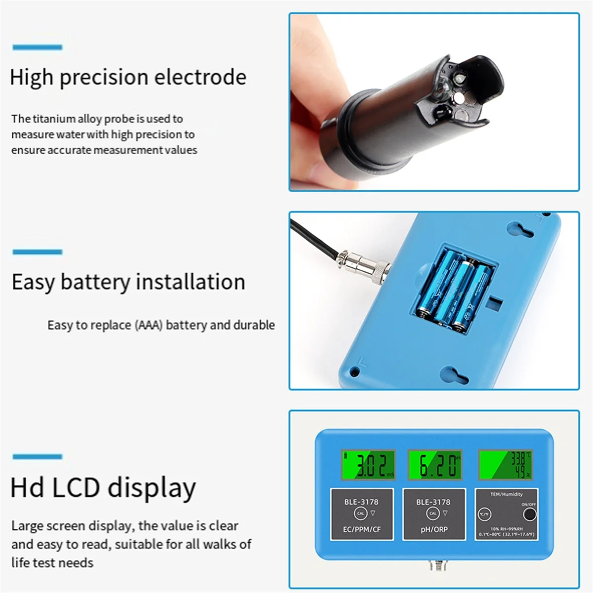 

Bluetooth Water Quality Analyzer Wifi 7 in 1 Water Quality Tester PH