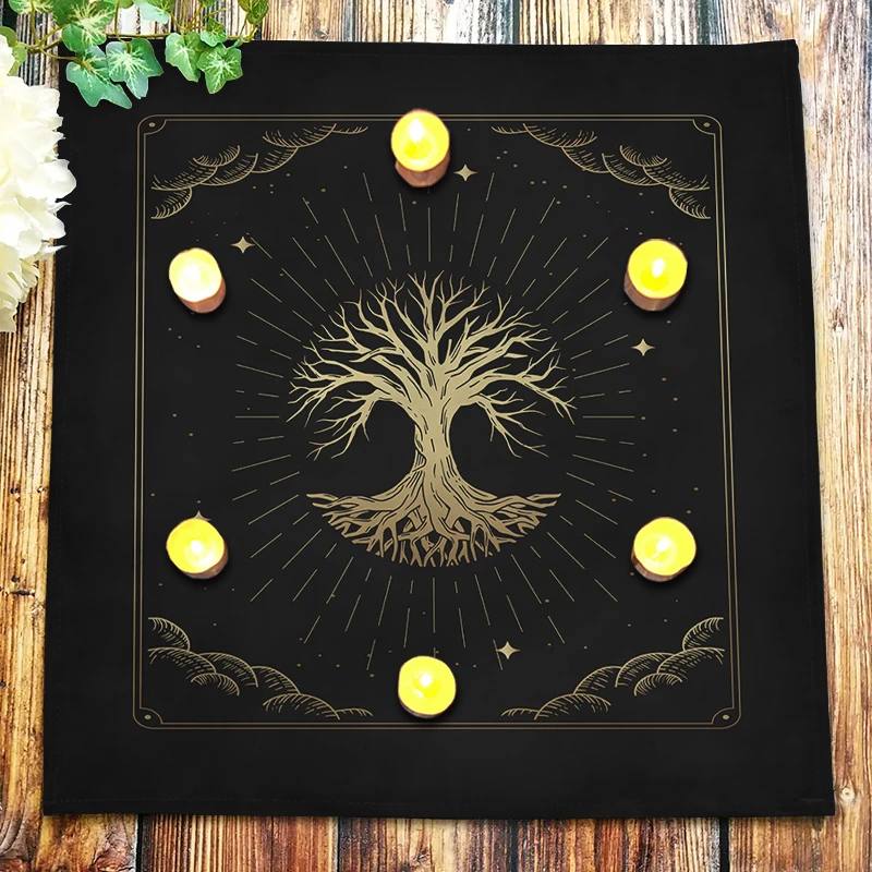 Tree Of Life Tarot Tablecloth Velvet Altar Cloth Pagan Spiritual Pendulum Oracle Cards Pad Witchcraft Astrology Supplies 3 Size