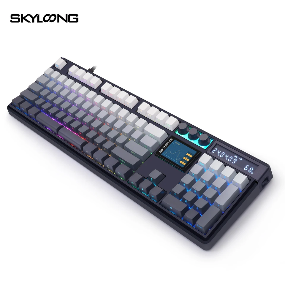 SKYLOONG グレー/ブラックキーボード 本体　Bluetooth　RGB SKYLOONG GK104 Pro Mechanical Keyboard Wireless Gaming Keyboard
