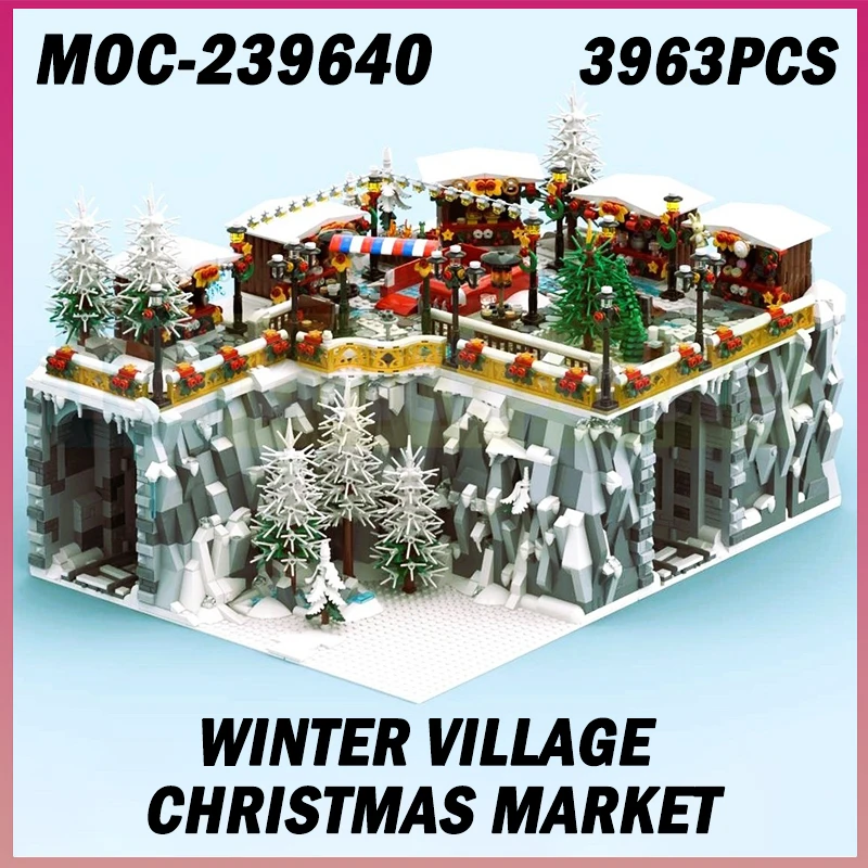 

3963PCS MOC-239640 Winter Village Christmas Market City Street View Model Building Blocks Bricks Creative Toy Christmas Gift