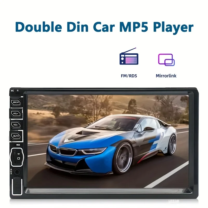 

2 Din Car MP5 Carplayer, 17,78 см HD сенсорный экран Автомобильная стереосистема с зеркальным звеном, Автомобильный радиоприемник с поддержкой эквалайзера звука/USB/FM для автомобилей
