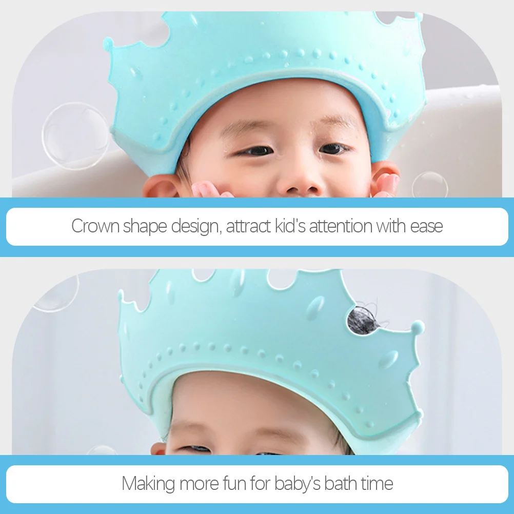

Kids Shower Hat Crown Shape Adjustable Waterproof Bath Cap Shampoo Hair Wash Hat Prevent Water Ear Eye Mouth Children Bath