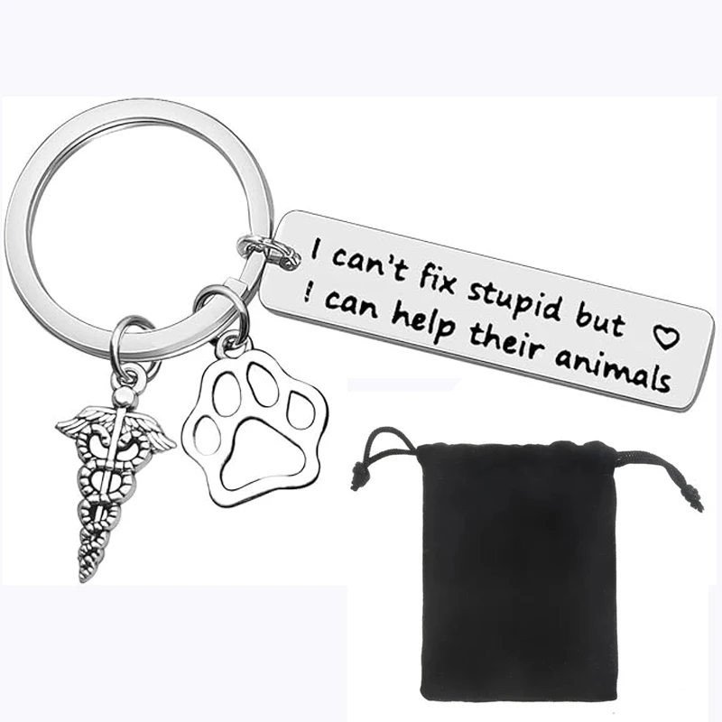 Veterinarian Keychain Appreciation Gift for Medical Veterinary Practitioner Vet Tech Keyring Technician Jewelry