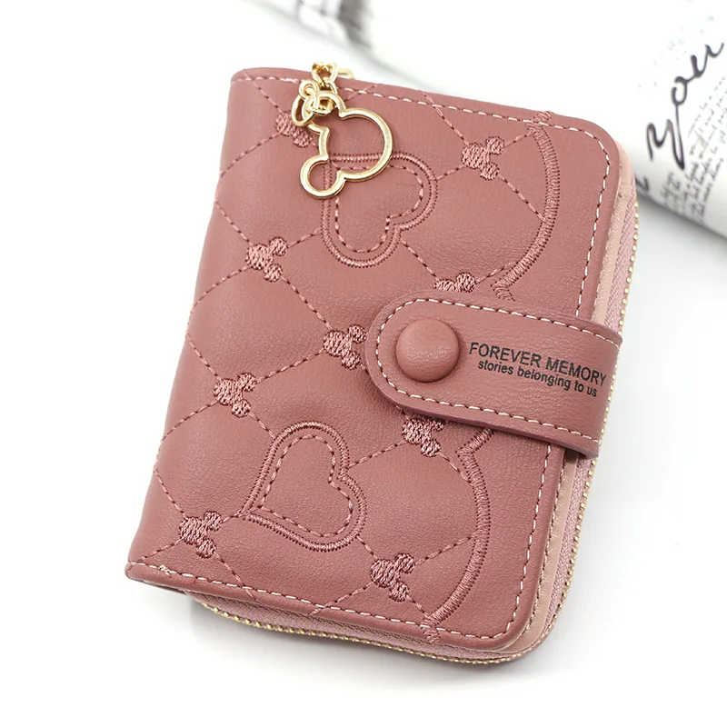 Women Wallets Luxury Brand Red Black Small Mini Coin Purse Hasp Card Holder Ladies Wallet Zipper Female Leather Buckle Wholesale