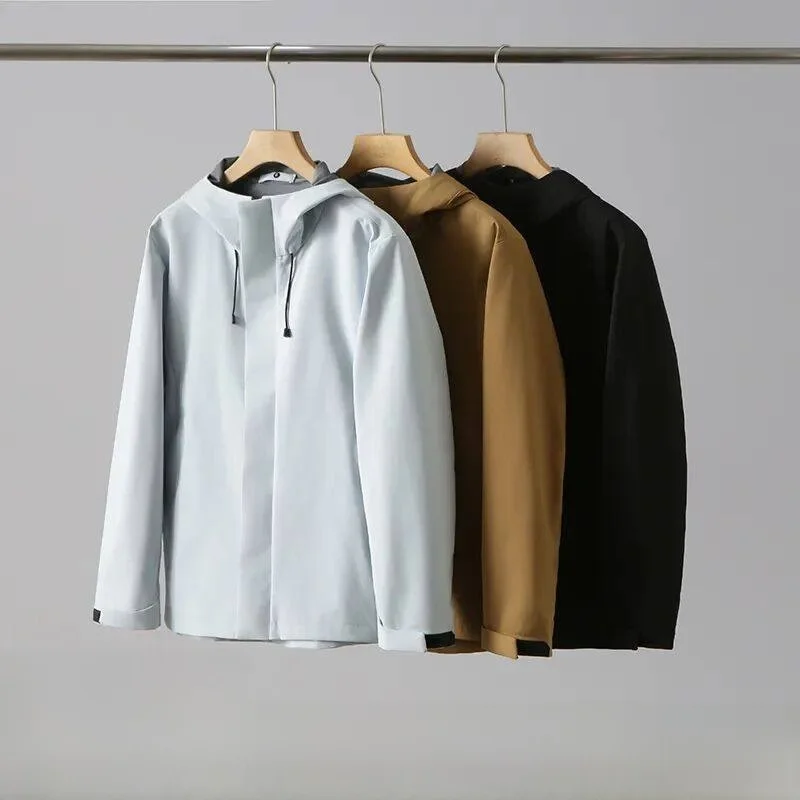 

Lightweight Windproof Outdoor Men's Jaet Soft ell Coat Hooded Autumn New Sle Casual Faion Polyester Fabric Zipper Clo...