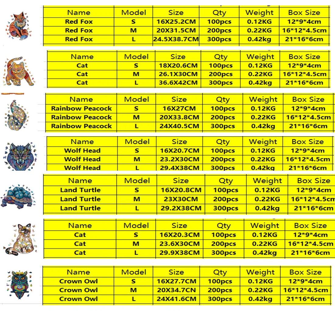 NOWE Fajne Luksusowe Drewniane Puzzle Układanki Zwierzęta Lis Kot Drewniane Puzzle Dla Dorosłych Montessori Zabawki Edukacyjne Gra Planszowa Dla Dzieci Prezent