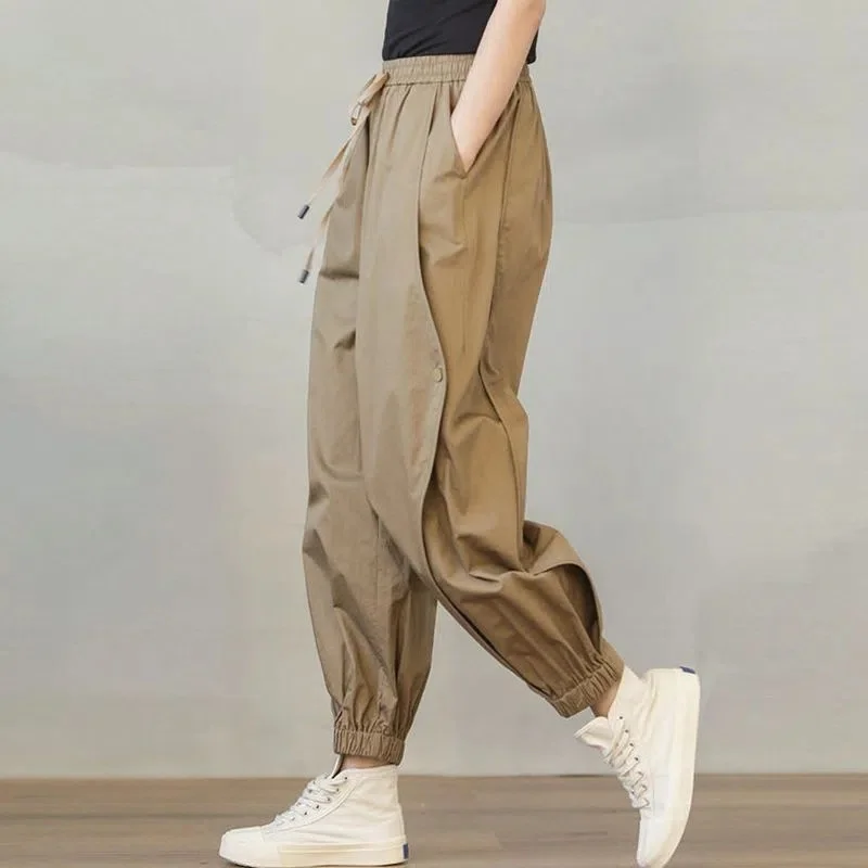 

6XL Large Size Women's Casual Pants 2023 Summer High Waist Workwear Sports Haren Pants Loose Bind one's Feet Lantern Trousers