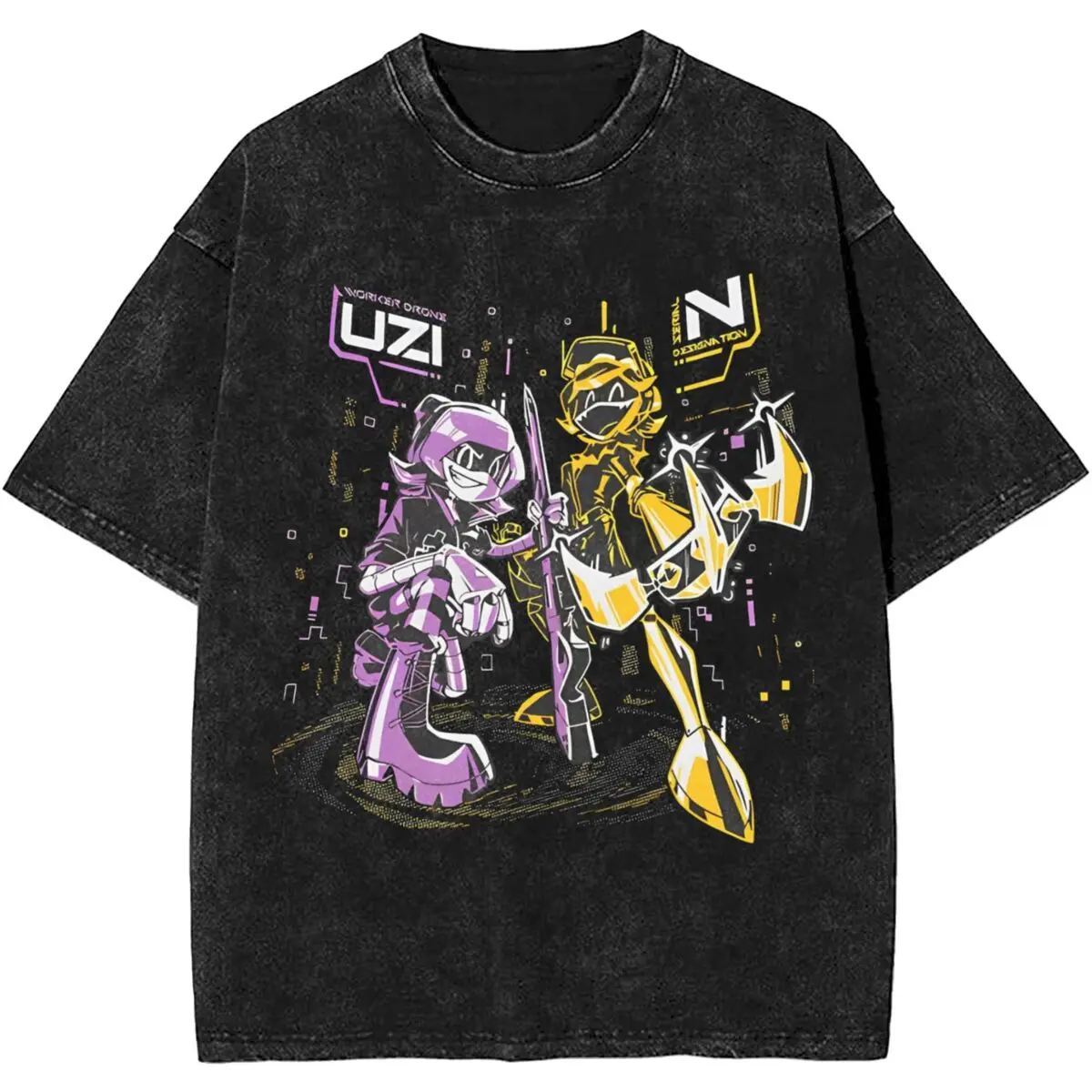 Murder Drones N And Uzi Merch Washed T Shirts Men Women Streetwear Hip Hop T-Shirt Graphic Tees Short Sleeve