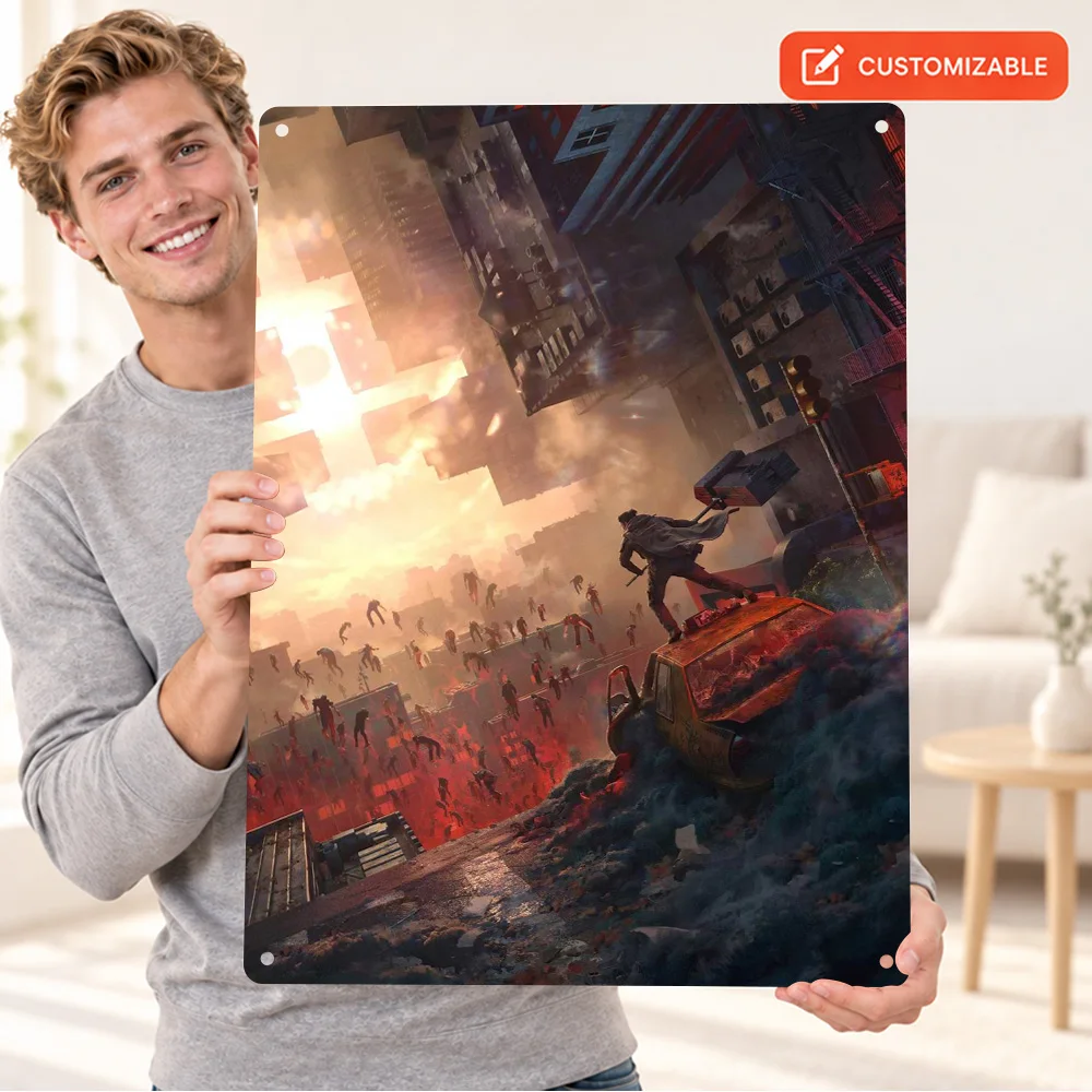 Control Resonant Printed Poster Customized Aluminum Metal Sign Digital Illustration Wall Art For Bedroom Video Game Fan Gift