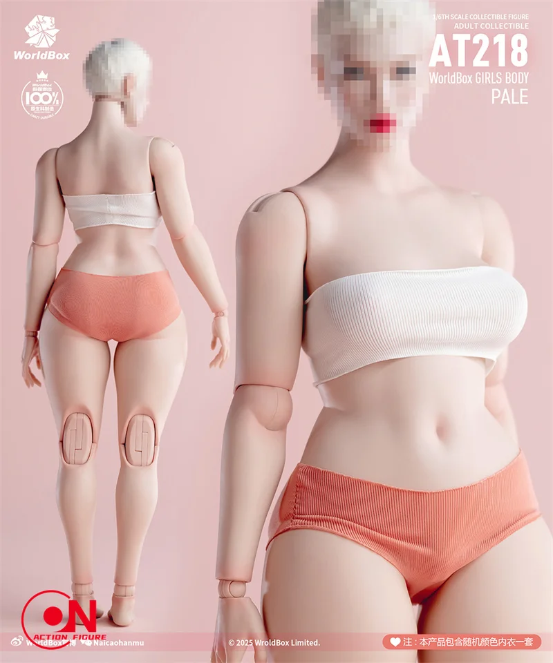 2025 Q4 Worldbox AT218 1/6 Femmina Plus-size Corpo articolare Pallido/Marrone chiaro Soldato Action Figure Doll con mani e piedi sostituibili