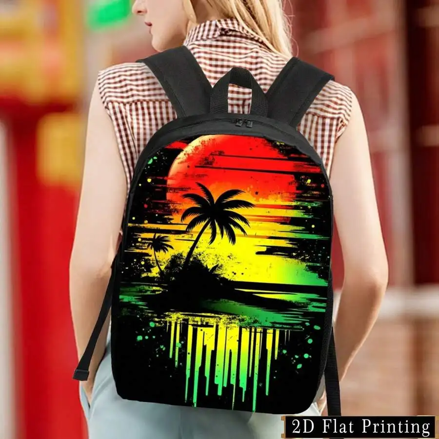 

Stylish Rasta Sunset Print Backpack For Adults Lightweight Large Capacity Daily Commute