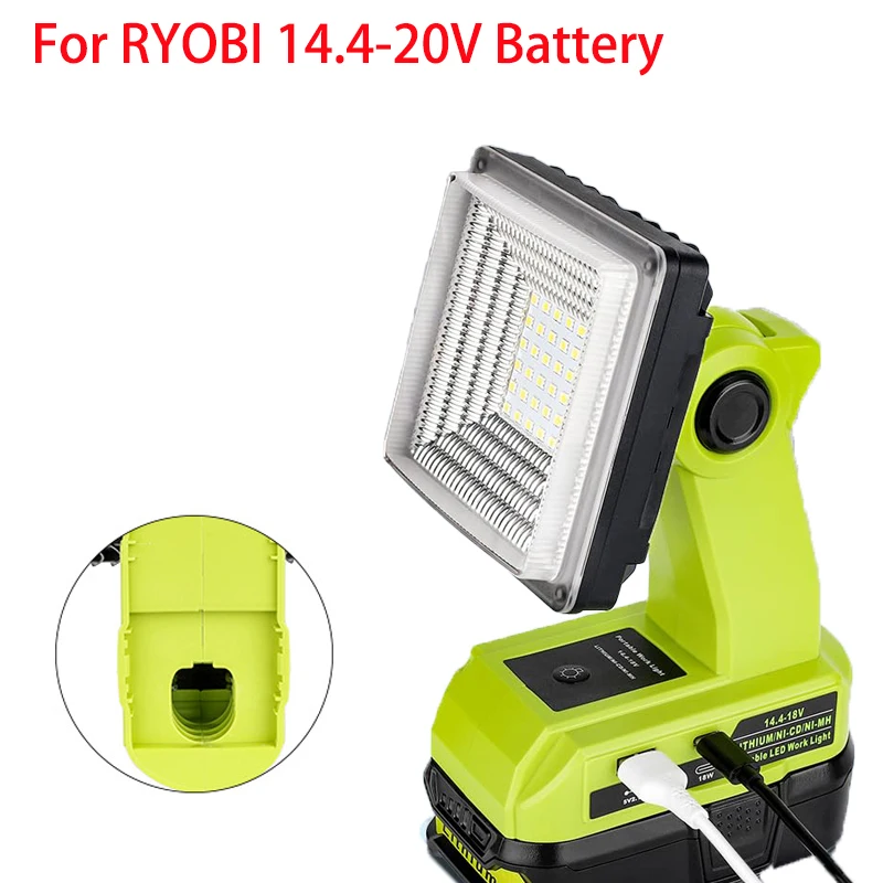 

For Ryobi 18V Lithium Batteries 15W 2000LM Rechargeable Portable Light Cordless LED Work Light for Job Site and Emergency Use