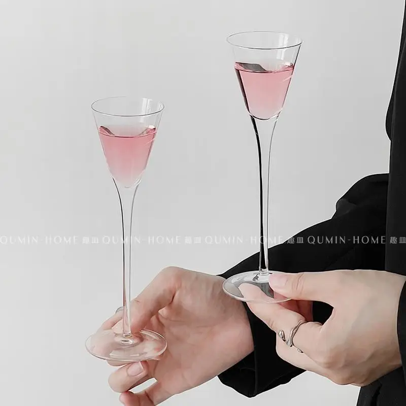 

2pc 70ml Transparent Crystal Cocktail Glass European Ins Champagne Glass Japanese Handmade Minimalist High Aesthetic Wine Cup
