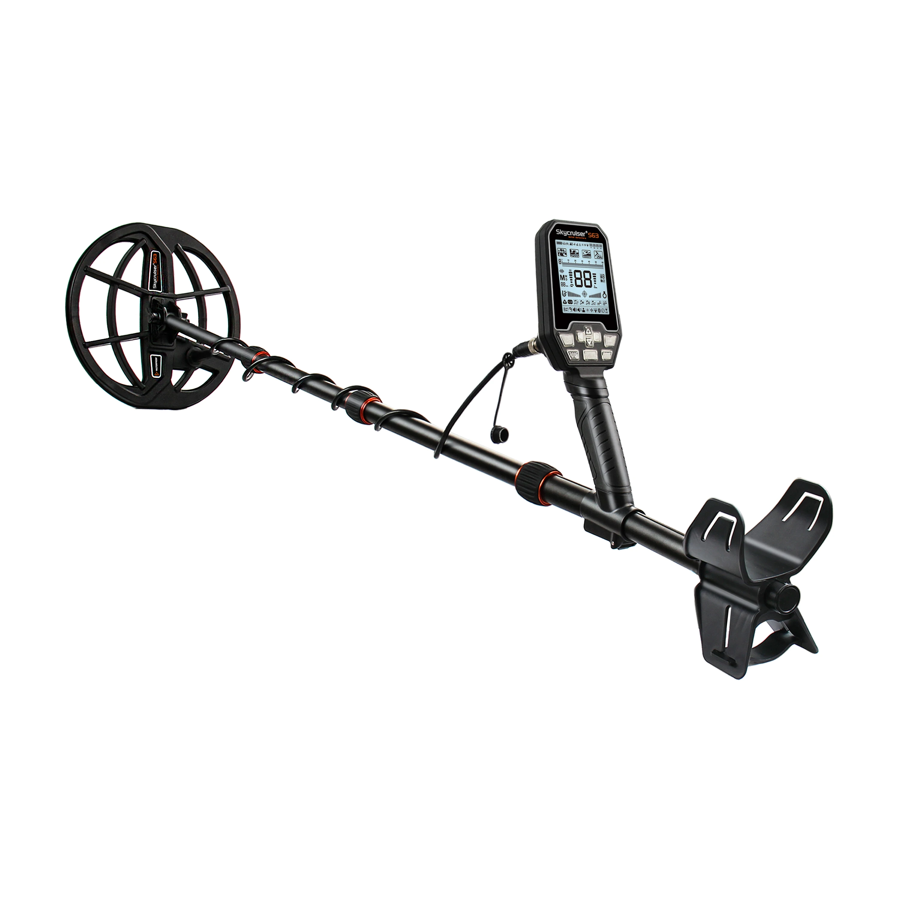 S63 Tragbarer wasserdichter Metalldetektor IP68 Golddetektor 11'' Spule 3M Tiefe Schatzsucher 10ft Unterirdischer Golddetektor