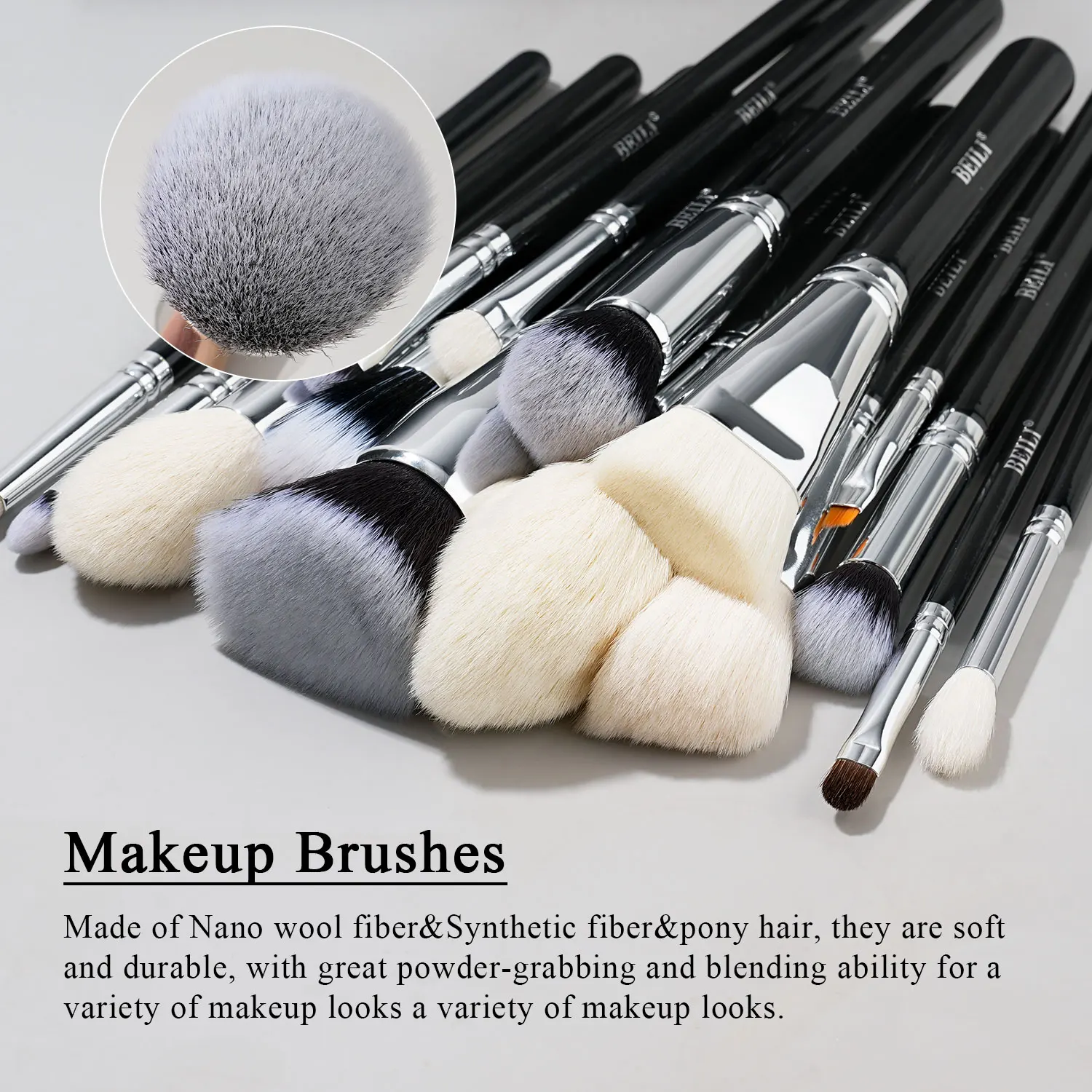 BEILI 15Pcs Rose Gold Make-Up Pinsel Rosa Natürliche Ziegenhaar Foundation Powder Blush Lidschatten Pinsel Set-up brochas