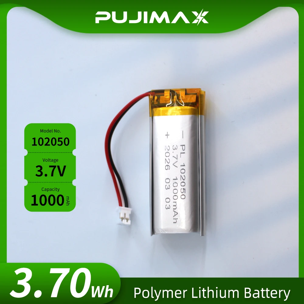 

PUJIMAX Real capacity102050 1000mAh Lipo Cells Lithium Polymer Rechargeable Battery for Beauty Instrument GPS LED Light with PCB