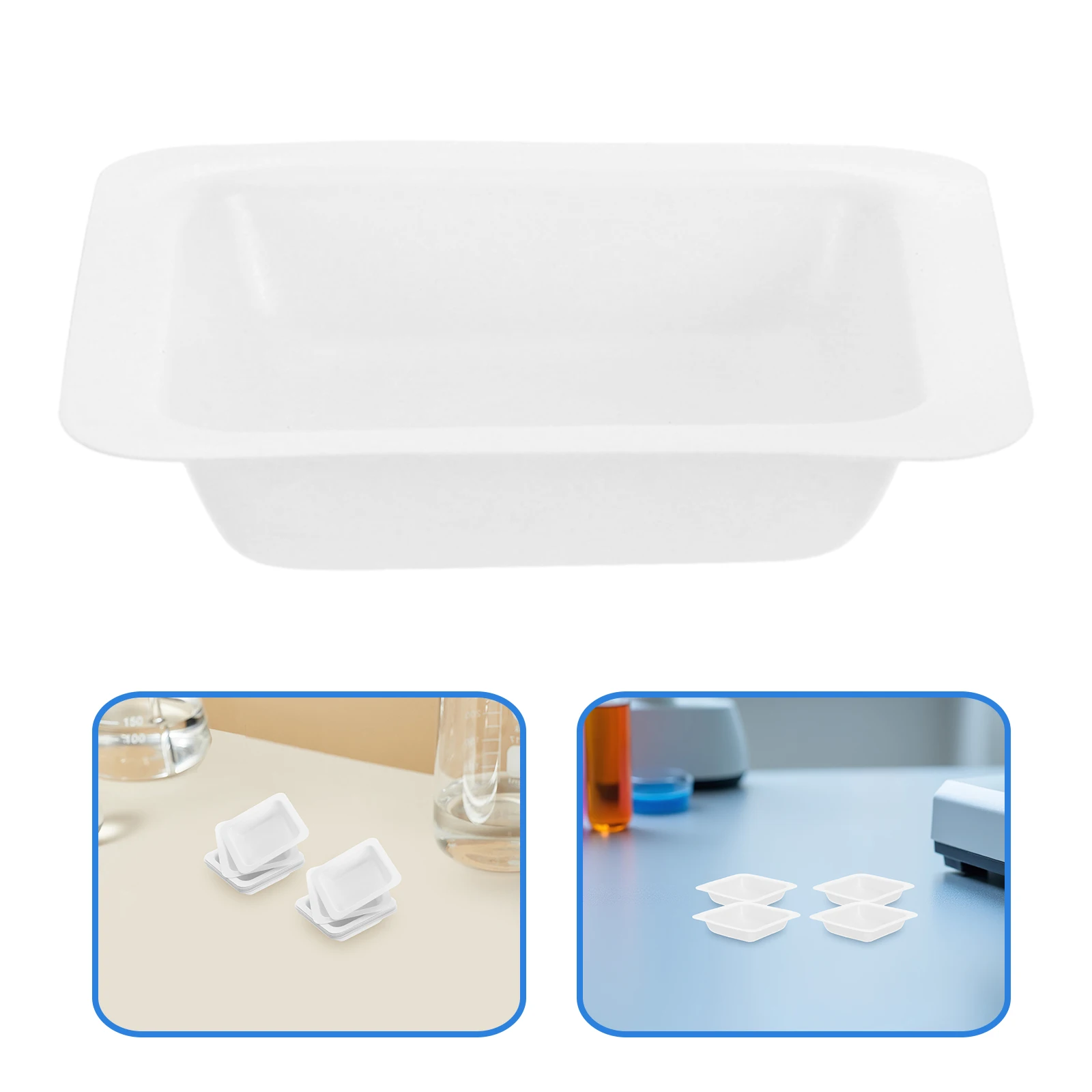 

50pcs Plastic Weighing Dishes Square Shaped Precision Laboratory Scale Trays Microwave Resistant Stable Lightweight Portable