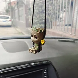 Kawaii Swing Groot Car Charm Anime Action Figure Pendants PVC Tree Man Guardians of The Galaxy Figure Toys Christmas Gift