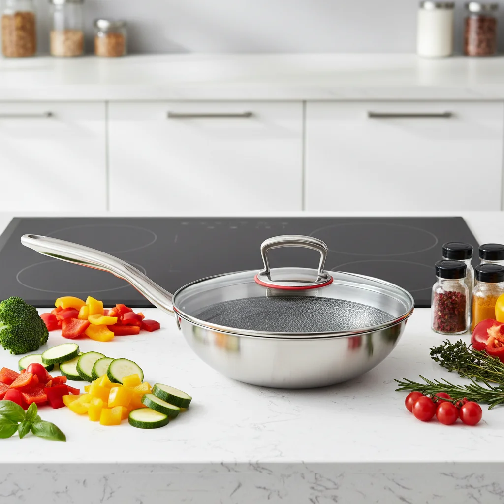 Modern Stainless Steel Non-Stick Skillet Set Induction Cooker & Gas Stove Compatible Cookware for Home Use