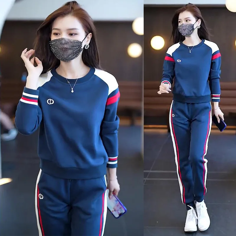 Spring Women Sport Suit Tracksuit Long Sleeve Sweater+pant Running Jogging Fitness Athletic Leisure Outfits Set Sport Clothes