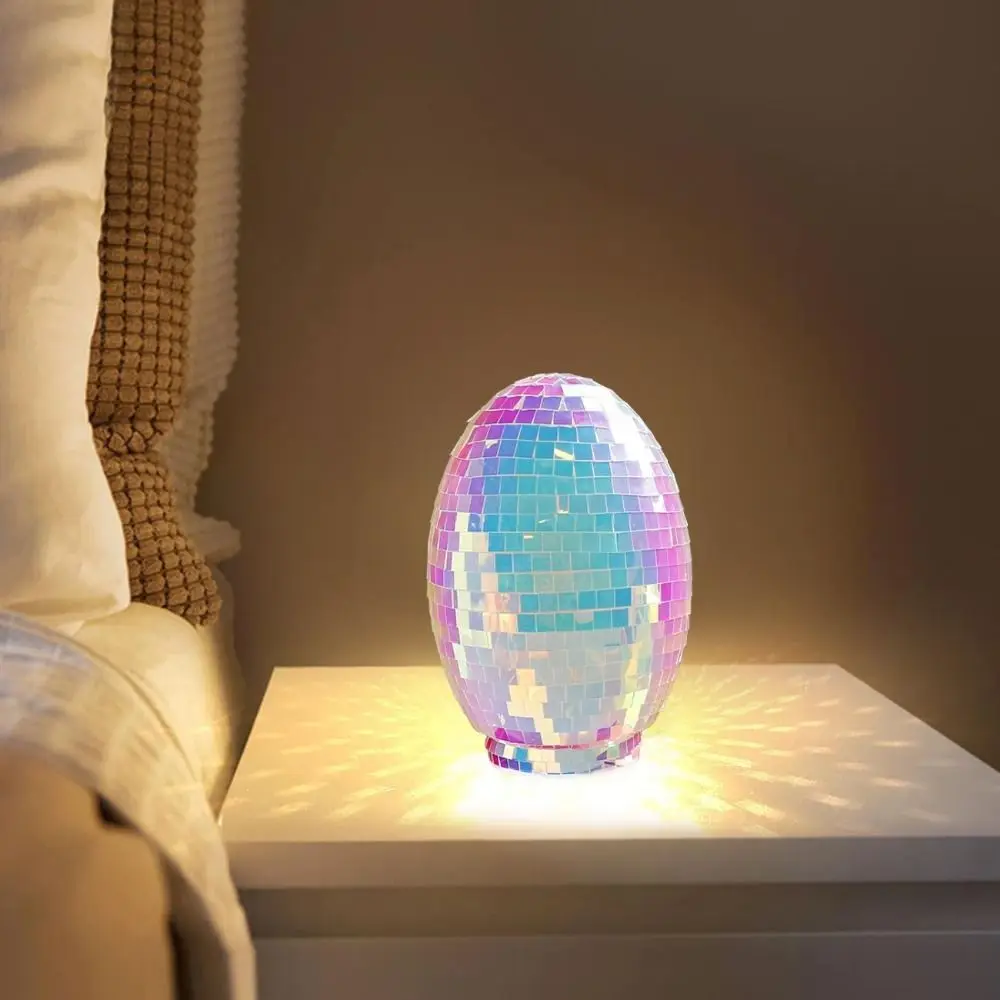 Easter Theme Glass Disco Egg Ball Decorative Adorable Easter Mirror Ball Shimmering Effect Easter Egg Decorations Holiday Gifts